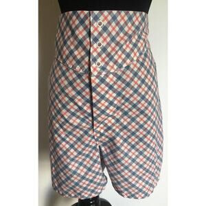 Vintage High Waisted Plaid Shorts Red White and Blue L